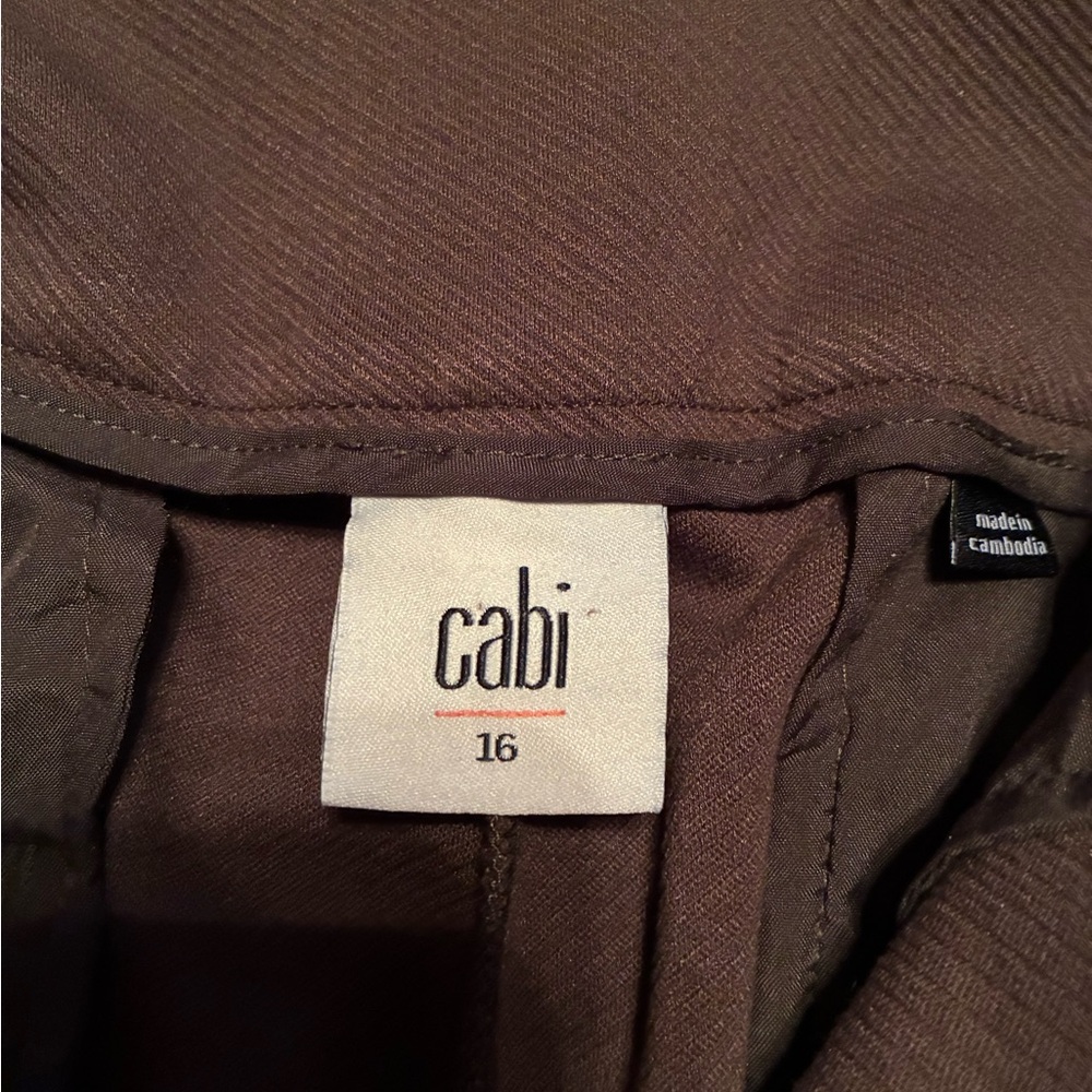 CAbi 4132R Academy Trouser ..Chocolate/Wren Wide Leg Pants - Picture 2 of 3